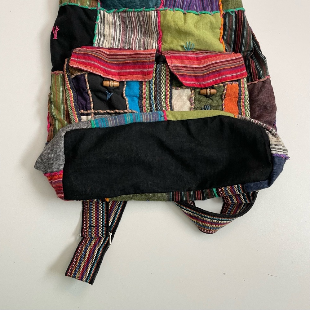 Patchwork Backpack Sack Boho Artsy Ethnic Festiva… - image 3